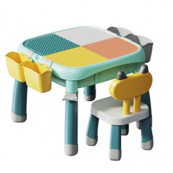 A multi-functional building block table, a large particle building puzzle for kids, is a convenient way to have fun