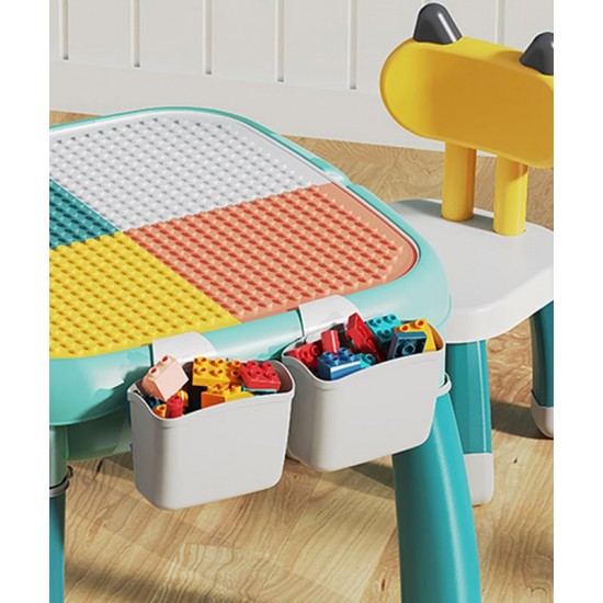 A multi-functional building block table, a large particle building puzzle for kids, is a convenient way to have fun