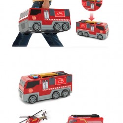 Lightweight and foldable toy fire truck set with loud sound effects