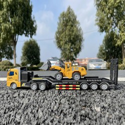 Electric remote control toy car for boys, flatbed trailer with forklift, car transporter garbage transport truck