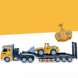 Electric remote control toy car for boys, flatbed trailer with forklift, car transporter garbage transport truck