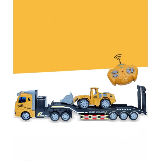 Electric remote control toy car for boys, flatbed trailer with forklift, car transporter garbage transport truck