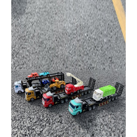 Electric remote control toy car for boys, flatbed trailer with forklift, car transporter garbage transport truck