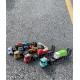 Electric remote control toy car for boys, flatbed trailer with forklift, car transporter garbage transport truck
