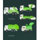 Electric remote control toy car for boys, flatbed trailer with forklift, car transporter garbage transport truck