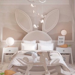 Rabbit design bed, European style princess bed, solid wood single and double kids girls bed