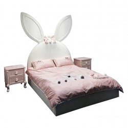 Rabbit design bed, European style princess bed, solid wood single and double kids girls bed