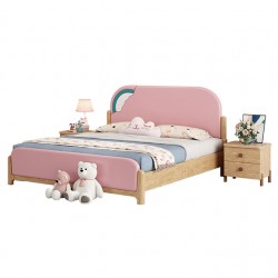 Little girl princess style children's bed, Scandinavian style simple pink girl bed