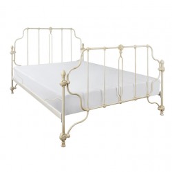 French retro style beige metal bed frame, light luxury to make old wrought iron bed, childrens bed