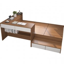Simple and modern wood material bed with desk and large capacity storage childrens high box storage custom bed
