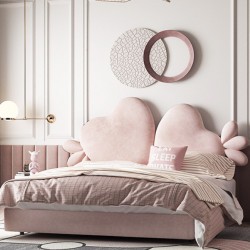 Nordic style bedroom bed for princesses, modern minimalist American pine wood soft comfortable bed