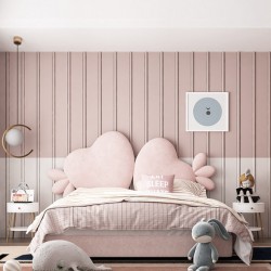 Nordic style bedroom bed for princesses, modern minimalist American pine wood soft comfortable bed