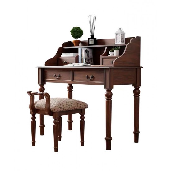 American retro solid wood desk, computer desk with bookcase combination, children's study desk, bedroom table