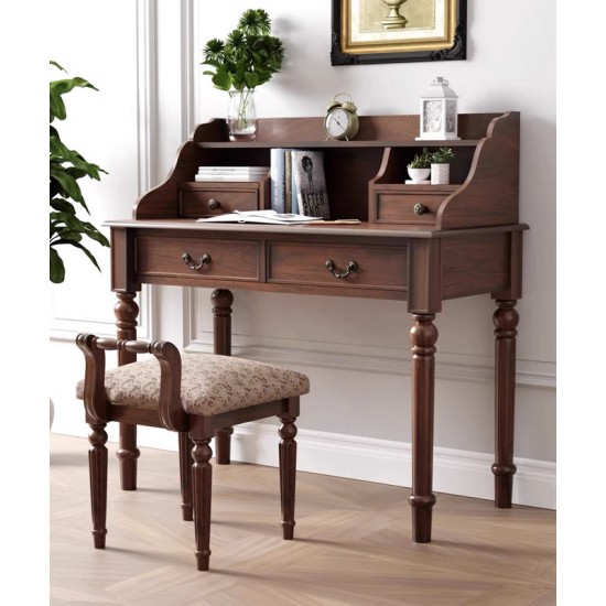 American retro solid wood desk, computer desk with bookcase combination, children's study desk, bedroom table