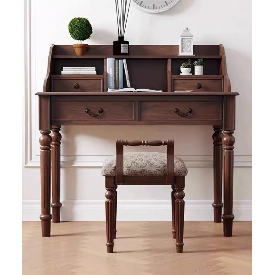 American retro solid wood desk, computer desk with bookcase combination, children's study desk, bedroom table