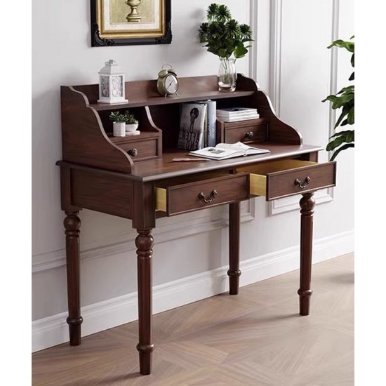 American retro solid wood desk, computer desk with bookcase combination, children's study desk, bedroom table