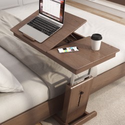 Folding multifunctional solid wood bedside table Lifting convenient compact table