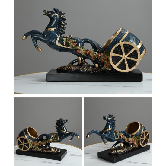 American style handcraft happy horse carriage wine rack decoration, home decoration american crafts