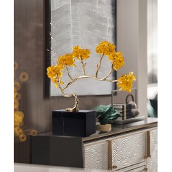 Handmade desktop wealth income symbol decor for home, Citrine fortune tree ornament entrance wine, decoration hand crafts 