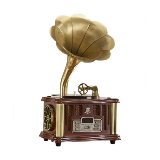 Retro phonograph, antique decoration for living room, vinyl record player, old fashioned creative design record music player