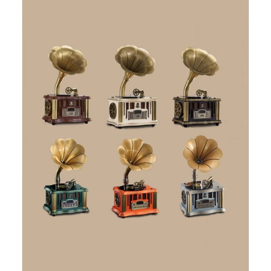 Retro phonograph, antique decoration for living room, vinyl record player, old fashioned creative design record music player
