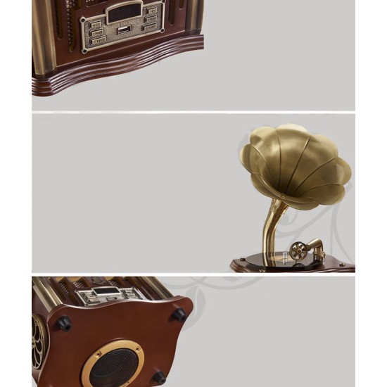 Retro phonograph, antique decoration for living room, vinyl record player, old fashioned creative design record music player