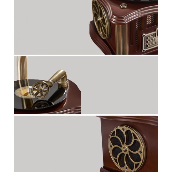 Retro phonograph, antique decoration for living room, vinyl record player, old fashioned creative design record music player