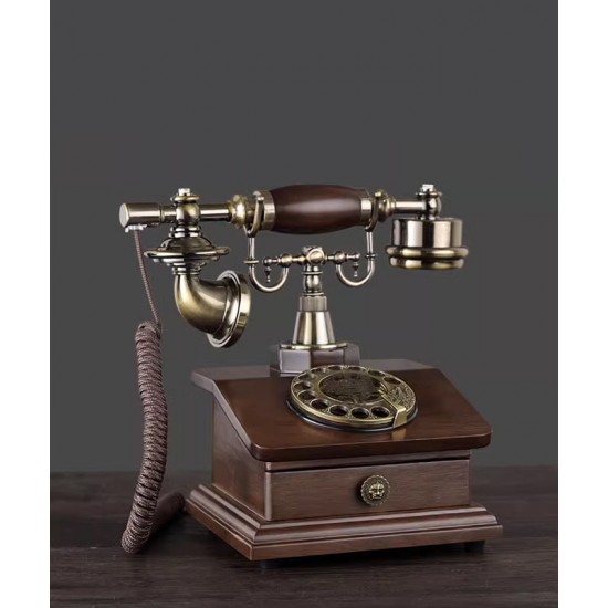 European style retro antique telephone, antique old-fashioned dial-up telephone, landline telephone for home
