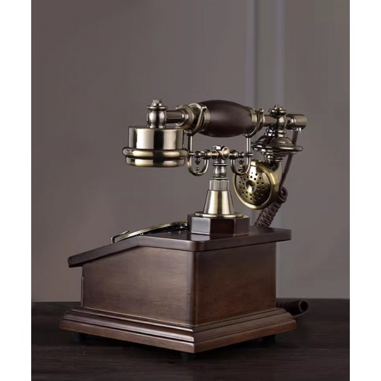 European style retro antique telephone, antique old-fashioned dial-up telephone, landline telephone for home