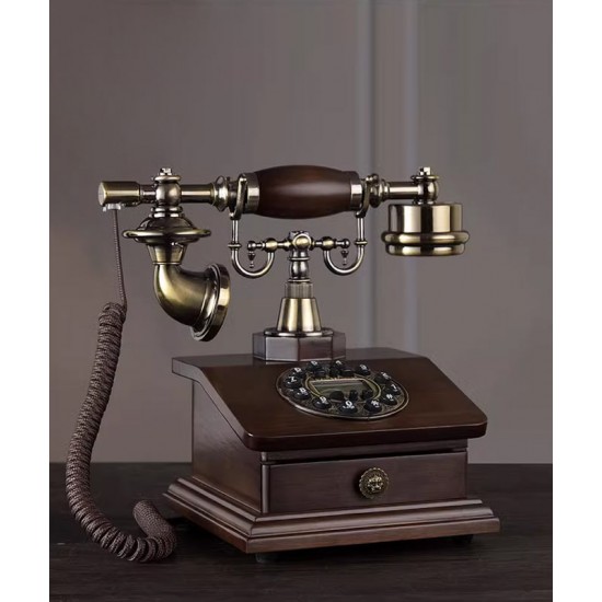 European style retro antique telephone, antique old-fashioned dial-up telephone, landline telephone for home