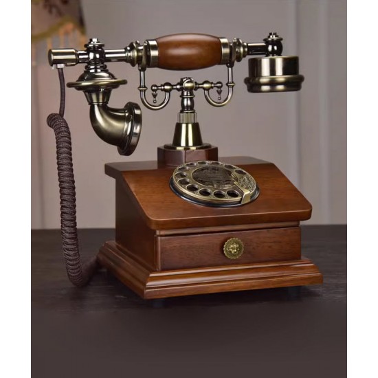 European style retro antique telephone, antique old-fashioned dial-up telephone, landline telephone for home