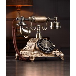 Classic elegance, antique European old fashioned telephone, creative wired landline phone for retro home fashion