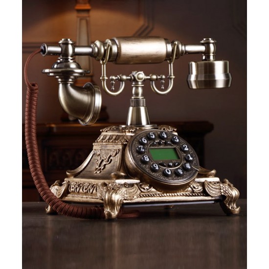 Classic elegance, antique European old fashioned telephone, creative wired landline phone for retro home fashion