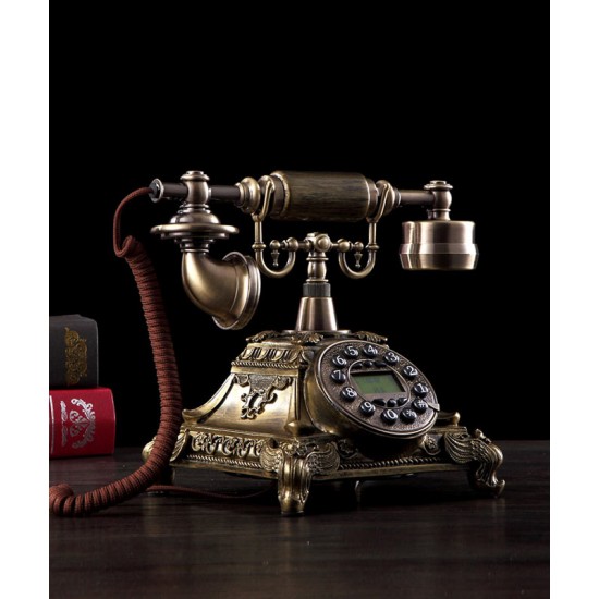 Classic elegance, antique European old fashioned telephone, creative wired landline phone for retro home fashion