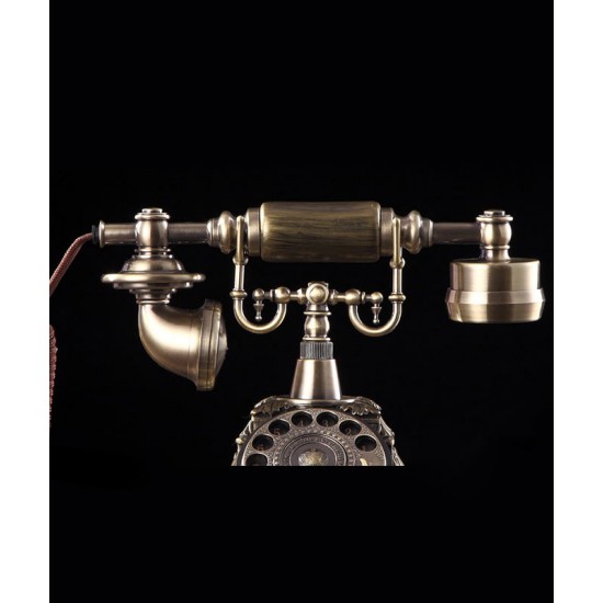 Classic elegance, antique European old fashioned telephone, creative wired landline phone for retro home fashion