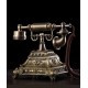Classic elegance, antique European old fashioned telephone, creative wired landline phone for retro home fashion