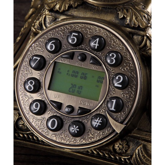 Classic elegance, antique European old fashioned telephone, creative wired landline phone for retro home fashion