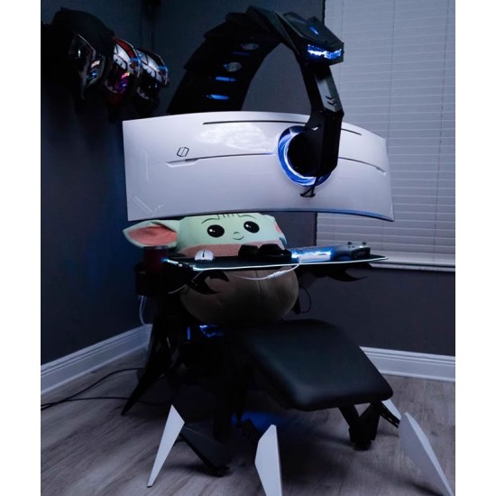 Scorpion design computer integrated gaming table and chair, comfortable computer accessory for home, office