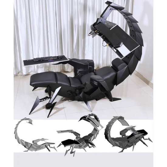 Scorpion design computer integrated gaming table and chair, comfortable computer accessory for home, office
