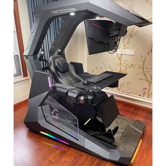 Gaming room computer cockpit, one-piece gaming chair, cockpit for e-sports room
