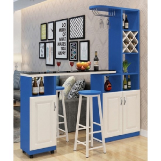 A modern multi-functional partition wall cabinet with a revolving European-style small bar separating the hallway from other rooms