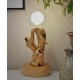 Exquisite handmade solid wood table lamp for bedroom and desktop, handmade solid wood small table, natural style decor, high-value creative holiday gift