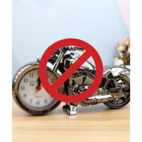 Alarm clock in the form of a motorcycle for a nostalgic style, Clock as decor, old-fashioned atmosphere in the house