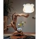 High level decoration handmade wood carved table lamp for bedrooms and living rooms, carving decoration decoration bedroom bedside lamp, natural style table lamp