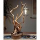 High level decoration handmade wood carved table lamp for bedrooms and living rooms, carving decoration decoration bedroom bedside lamp, natural style table lamp