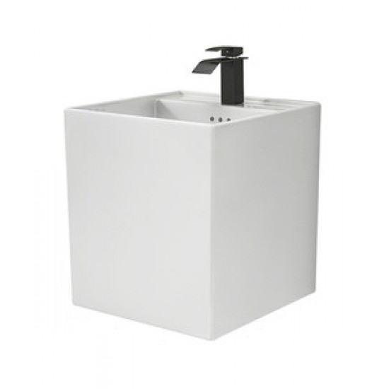 Wall-mounted ceramic sink (faucet, hanging basin, smart mirror) single basin for small apartment, suspended washbasin basin, wall-mounted washbasin