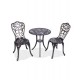 A sleek aluminum small table and chair combination that is the perfect addition to your patio or garden