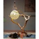 High level decoration handmade wood carved table lamp for bedrooms and living rooms, carving decoration decoration bedroom bedside lamp, natural style table lamp