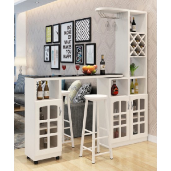 A modern multi-functional partition wall cabinet with a revolving European-style small bar separating the hallway from other rooms