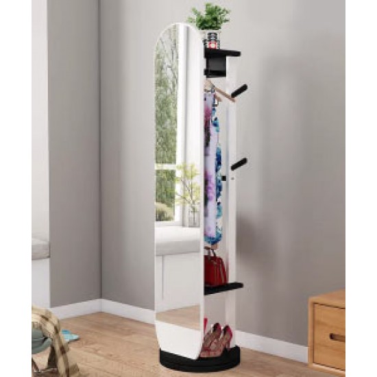 Full body mirror, floor mirror, rotating mirror for living room bedroom with multi-function hanger